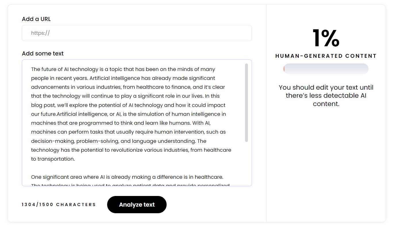 Creaitor AI detection check results