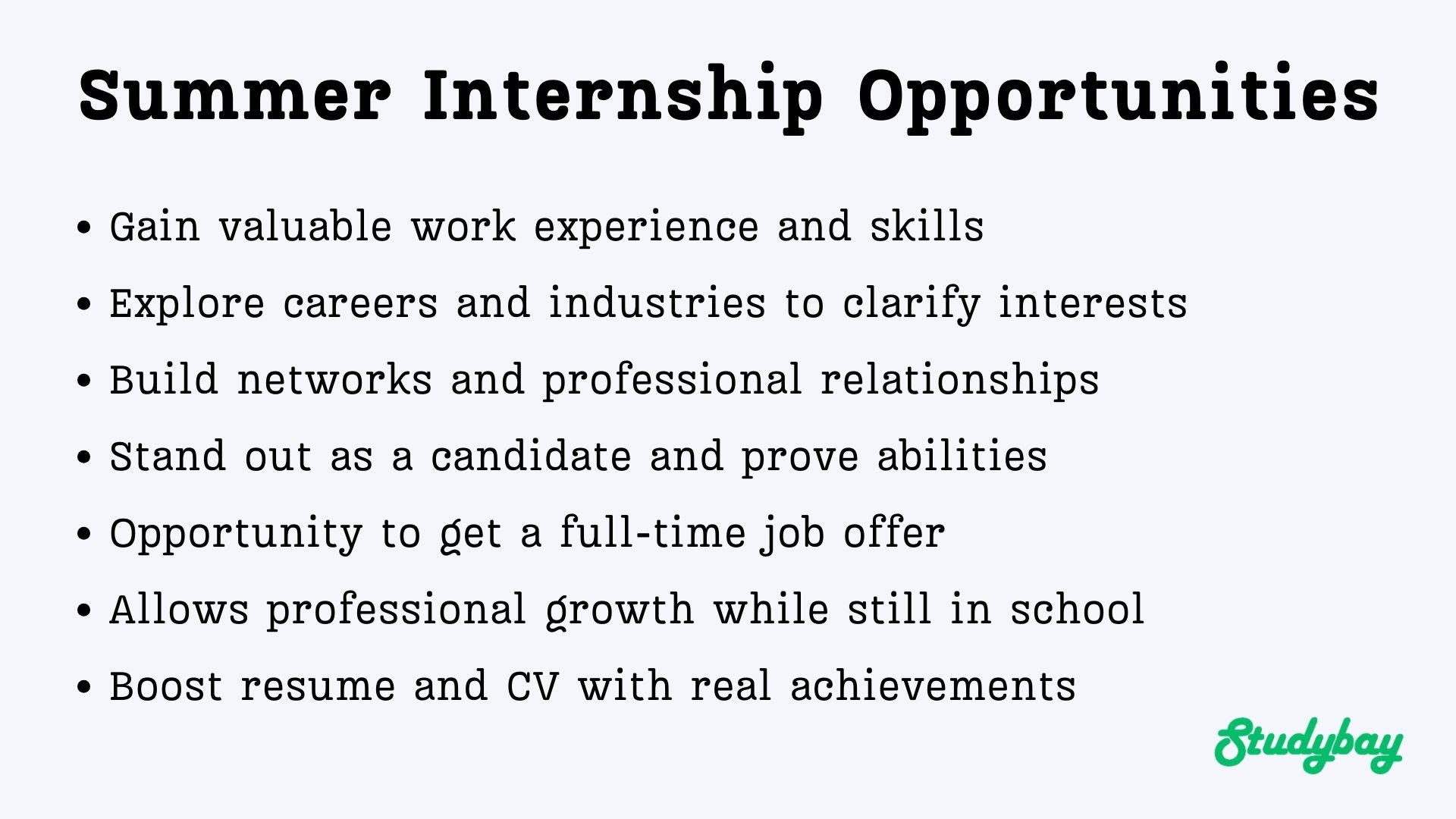 Summer internship opportunities