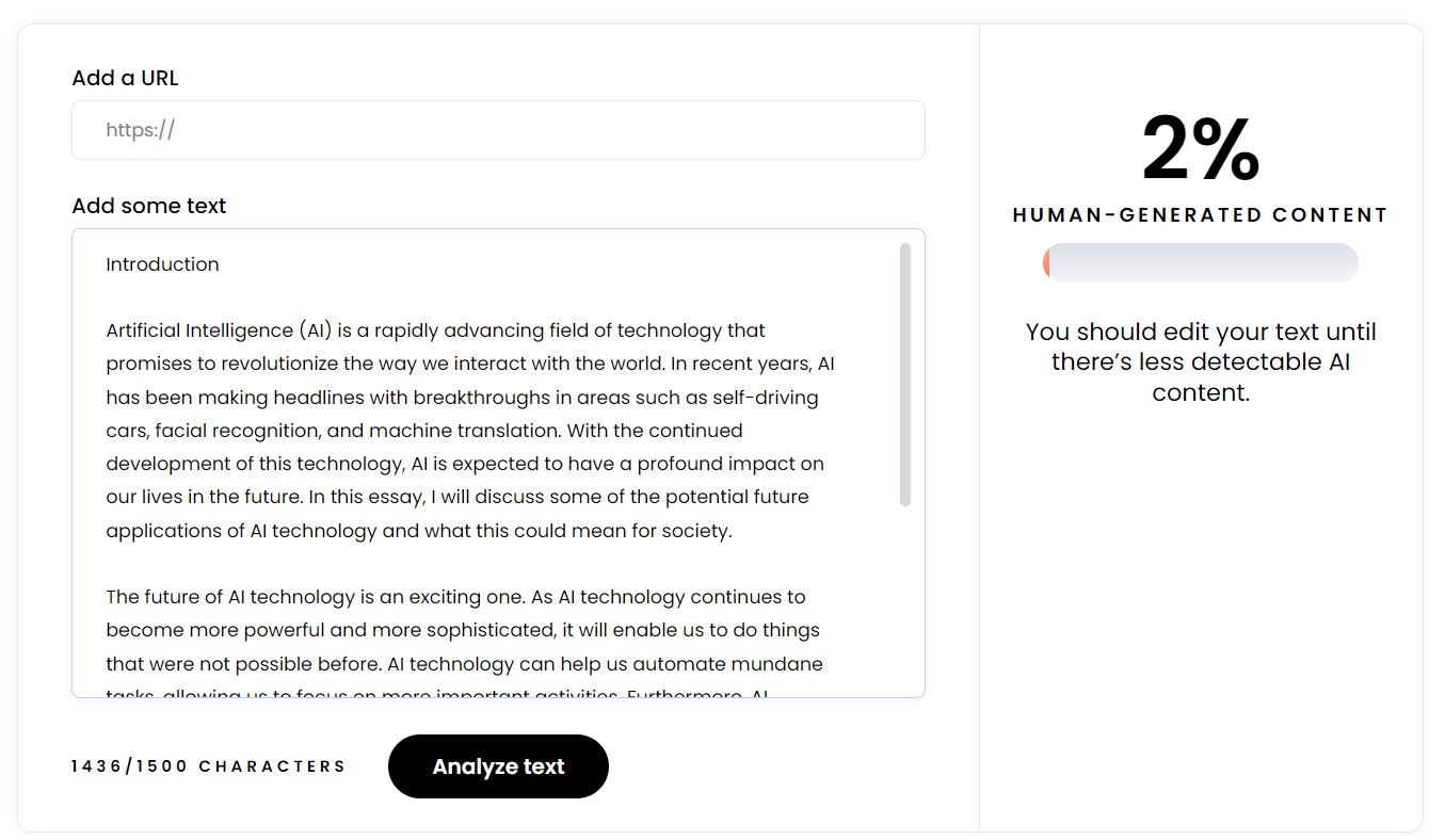 Rytr paper AI detection result