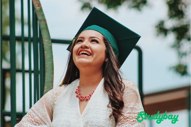 Woman Wearing black mortar board photo