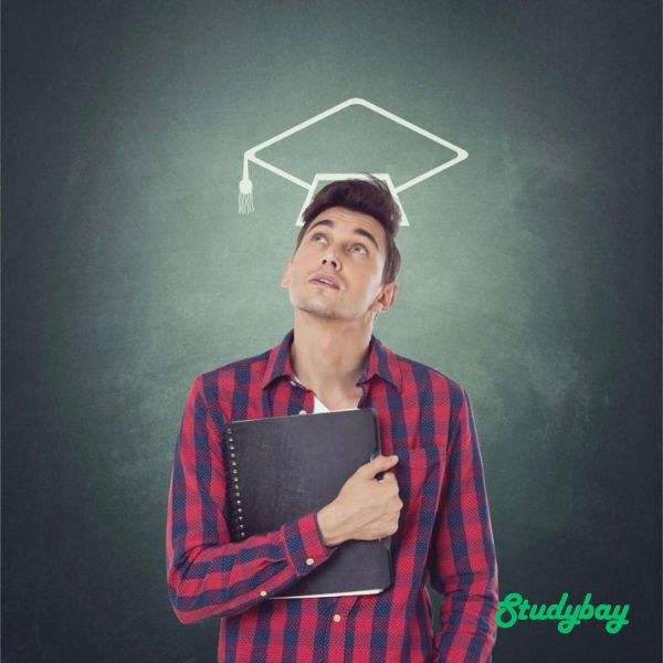 A student looking upwards