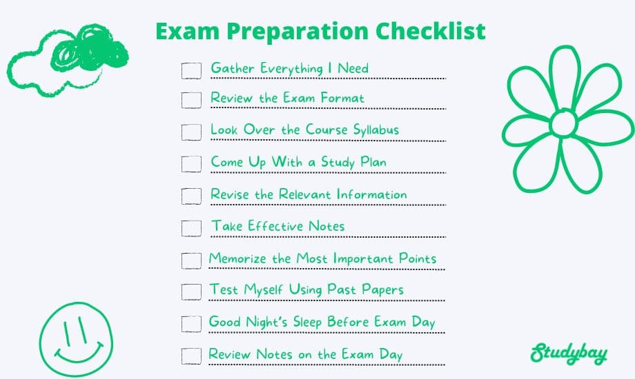 Exam preparation checklist